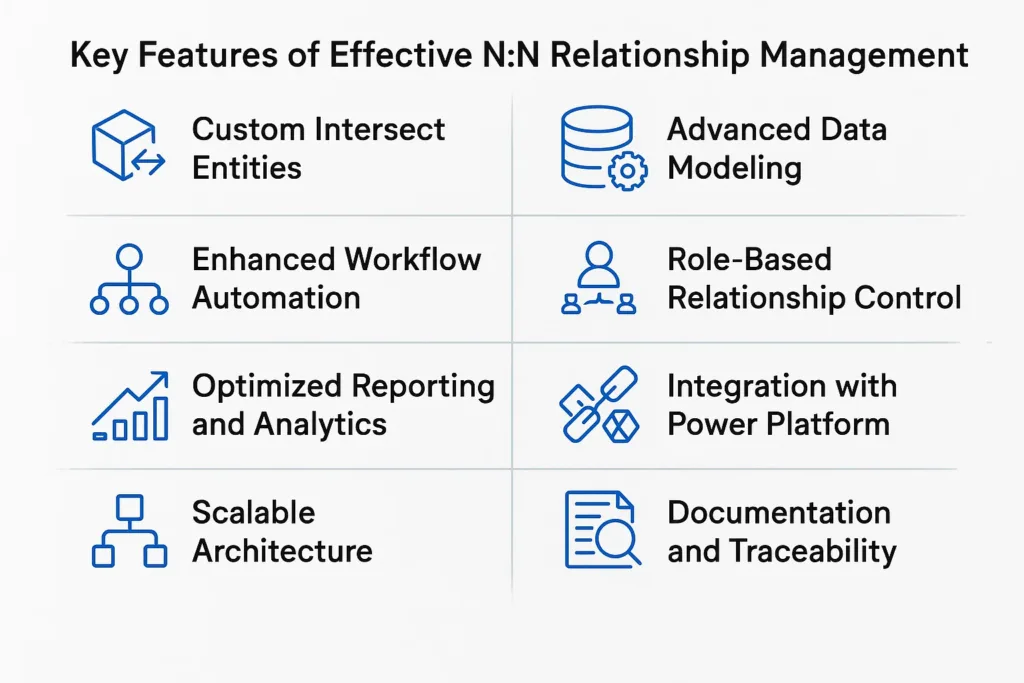 infographics Explaining Key Features of Effective N:N Relationship Management