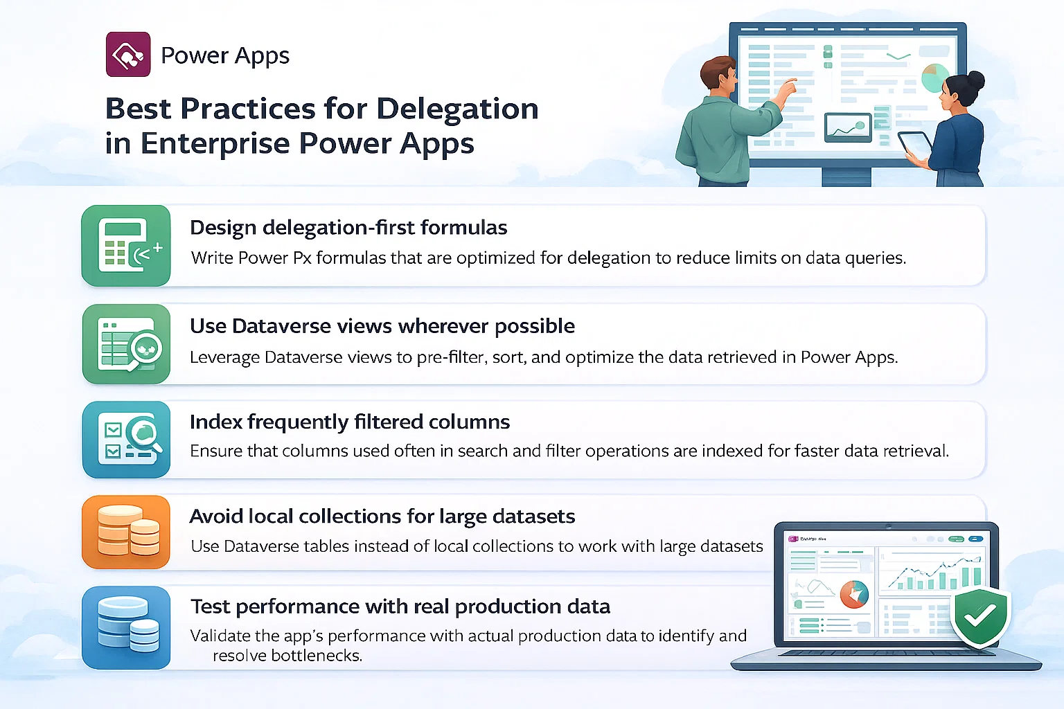 visual representation of Best Practices for Delegation in Enterprise Power Apps