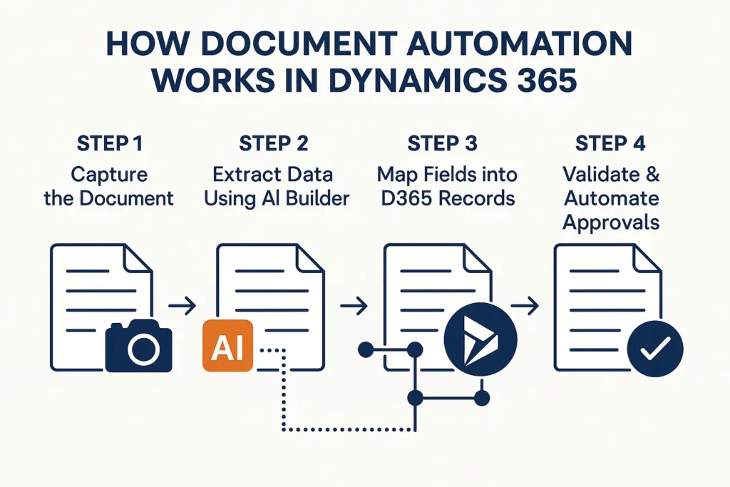 visual representation How Document Automation Works in Dynamics 365