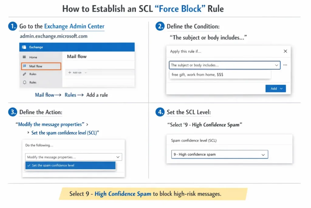 Using Mail Flow Rules (Transport Rules) for Custom Blocking