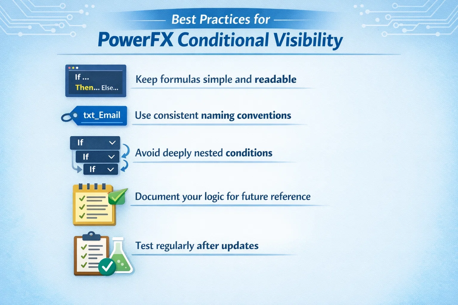 Best Practices for PowerFX Conditional Visibility