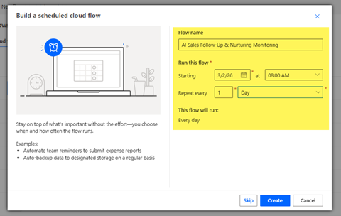 Build the Scheduled Cloud Flow