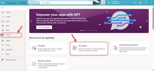 Create & Train the AI Builder Model
