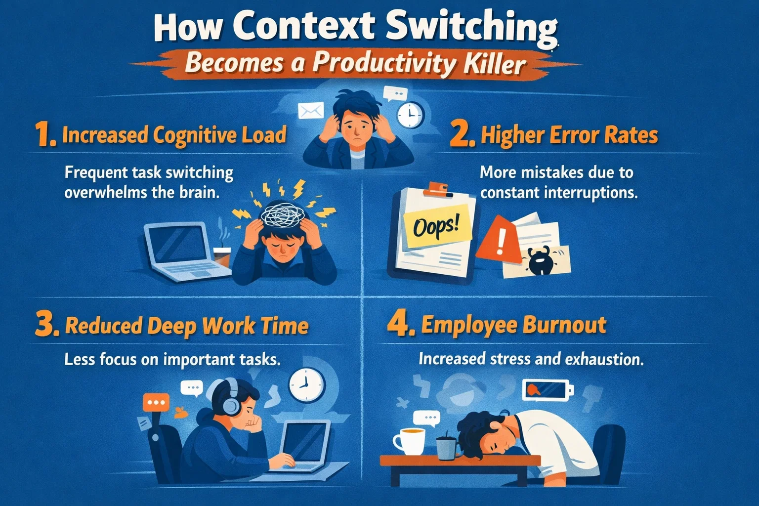 visual representation of How Context Switching Becomes a Productivity Killer
