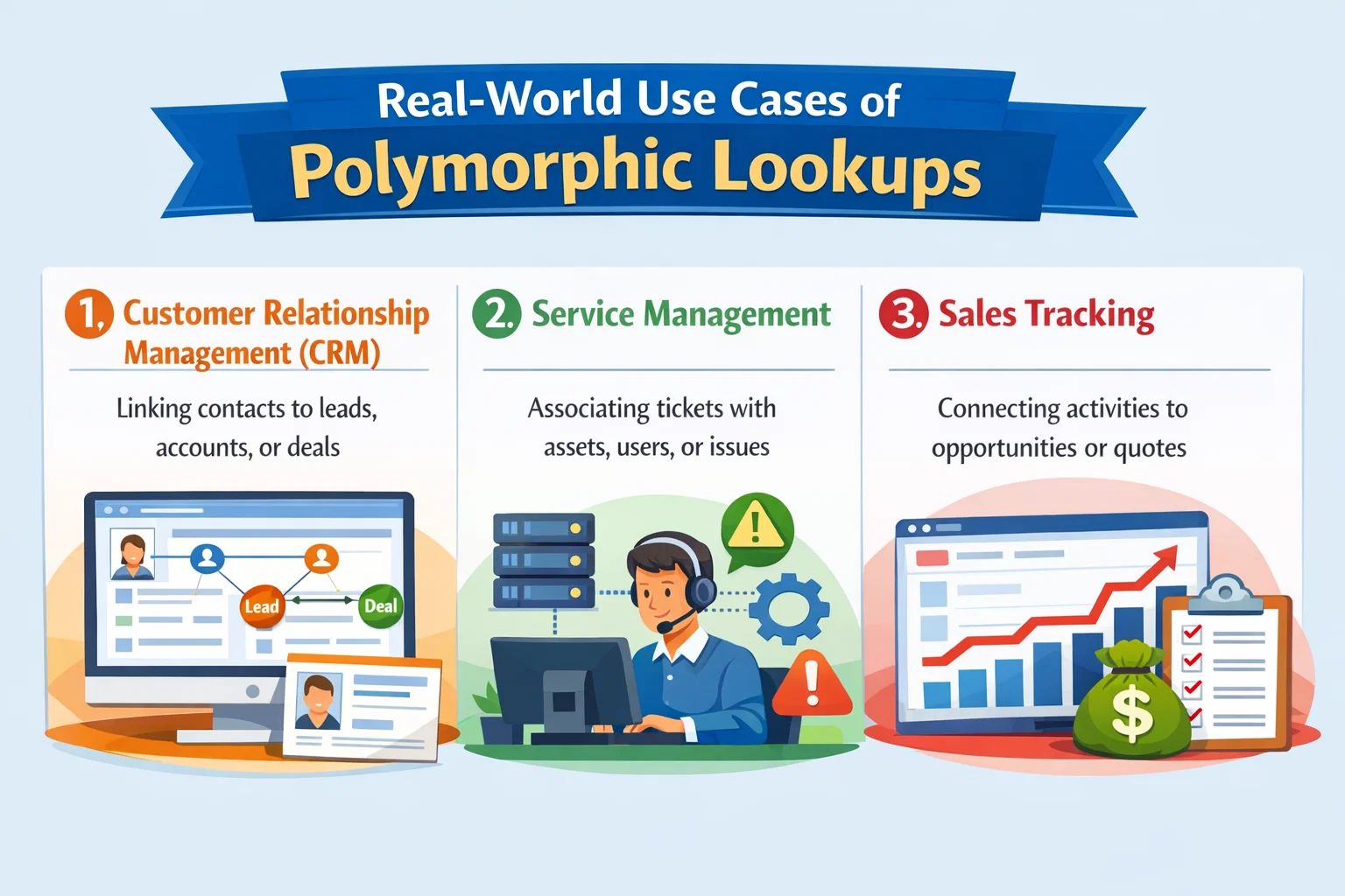 visual representation of Real-World Use Cases of Polymorphic Lookups