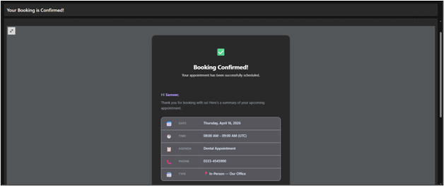 ● Screen 5: Booking Confirmation