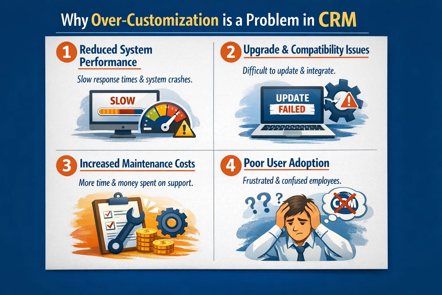 visual representation of Why Over-Customization is a Problem in crm