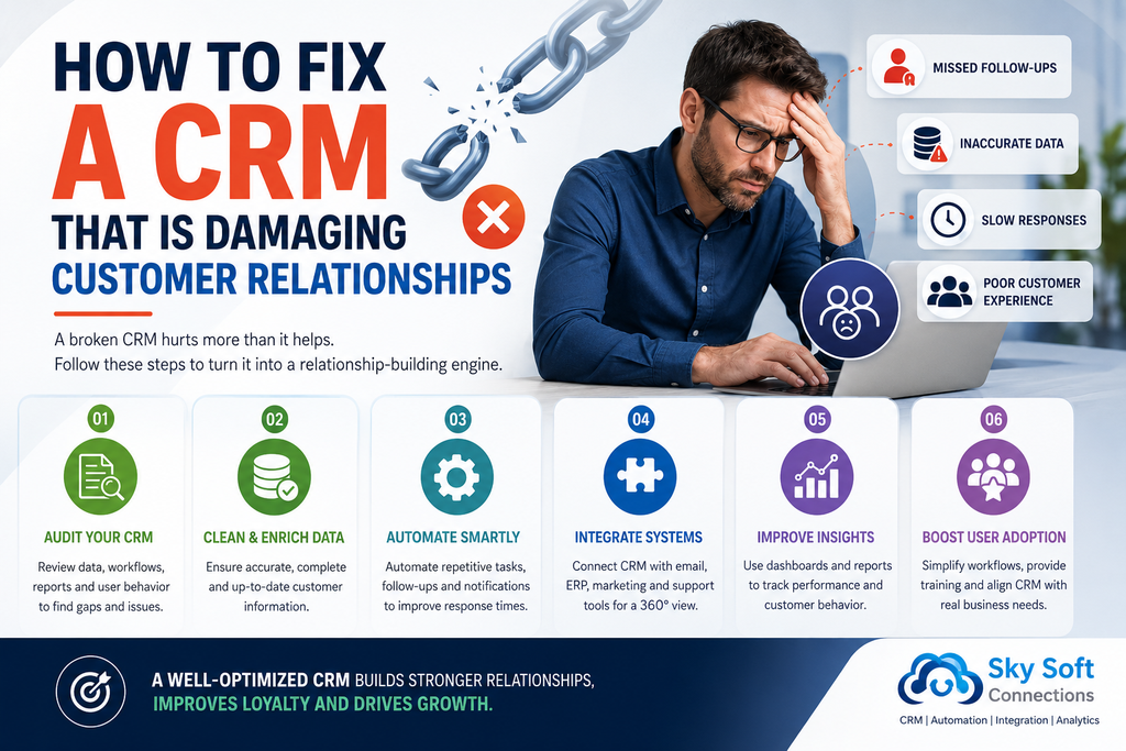 visual representation of How to Fix a CRM That Is Damaging Customer Relationships