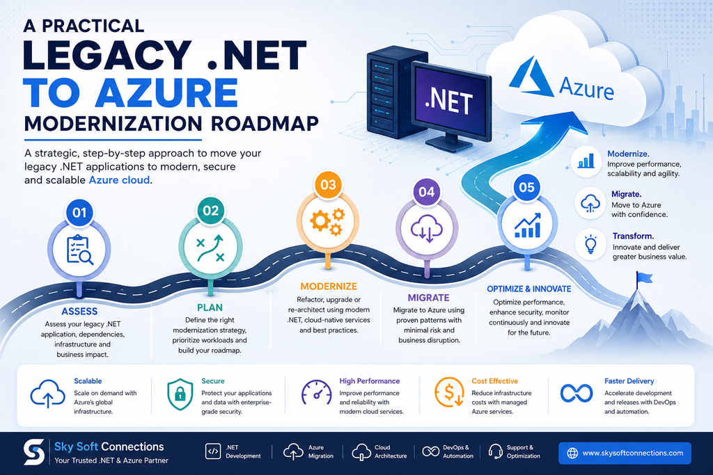 infographic explaining A Practical Legacy .NET to Azure Modernization Roadmap