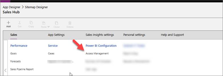 image showing dasboard of sitemap designer in dynamics 365