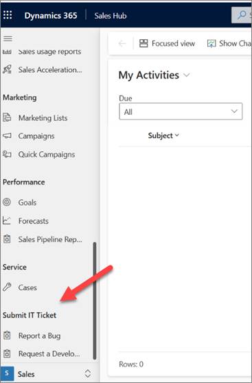 dynamics crm it ticket submission