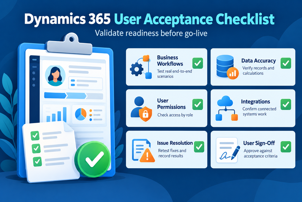infographic explaining Dynamics 365 User acceptance  Checklist
